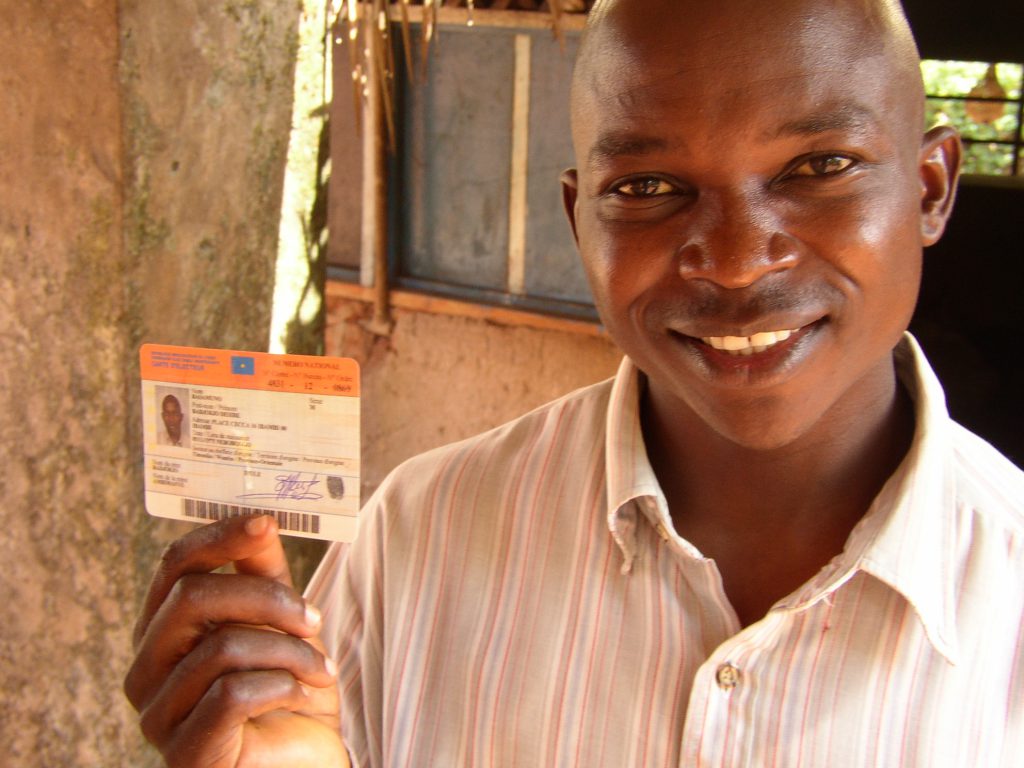 Dilo with his voter ID card